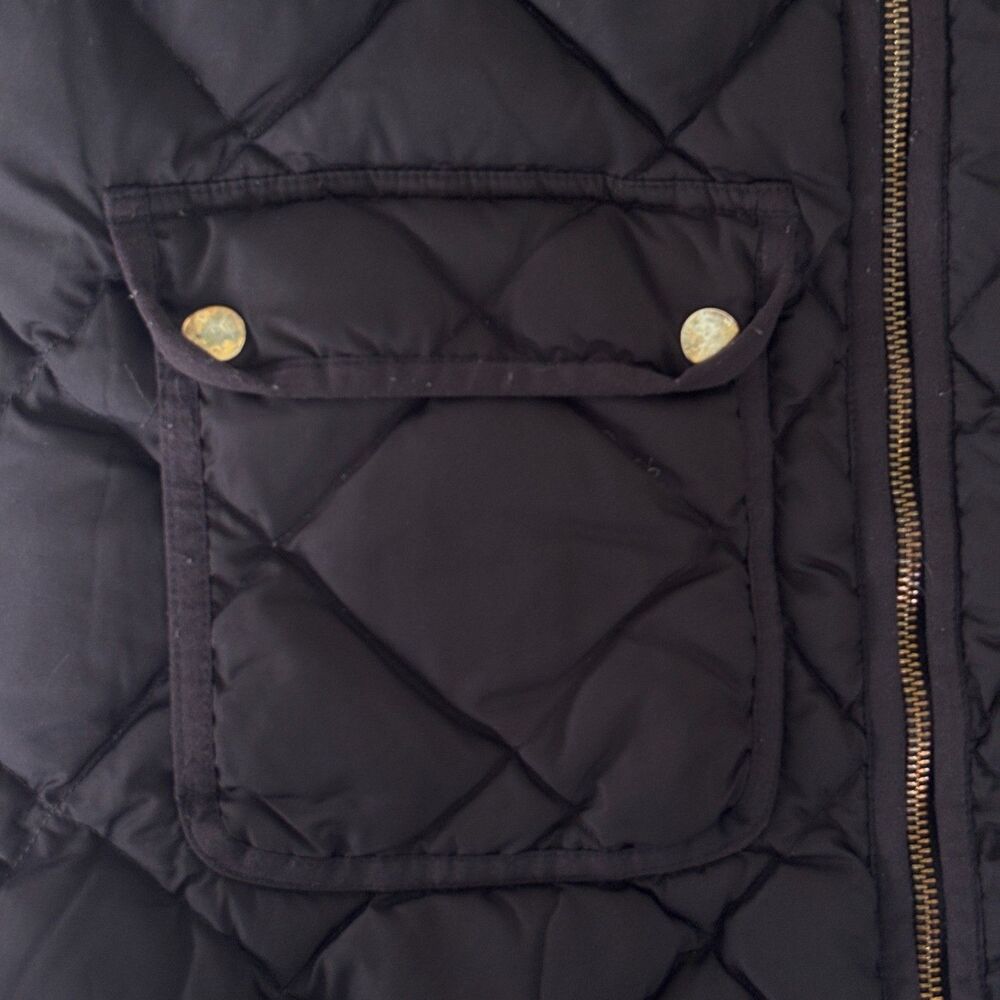 J. Crew Women's Size S Black Quilted Down Puffer Vest Gold Zip Pockets Outdoor - Picture 3 of 8